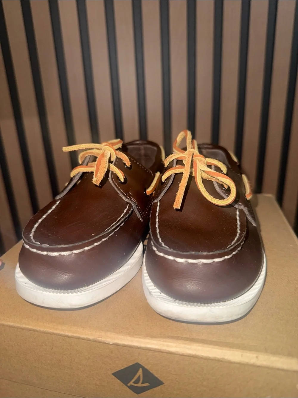 Boys Sperry Top-Sider Brown Leather Boat Shoes Classic Deck Shoes 12c
